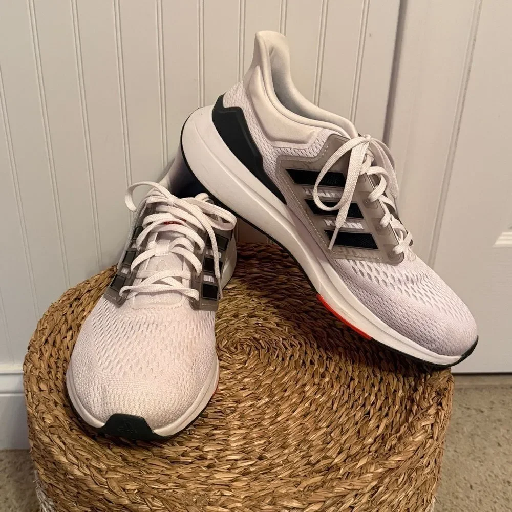Adidas Men's White and Black Athletic Shoes with Orange Accents-Great Condition